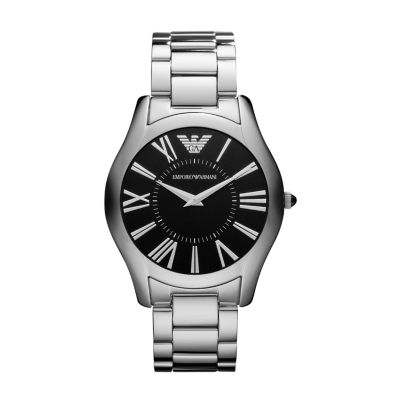 Emporio Armani Mens Silver-Tone Watch 